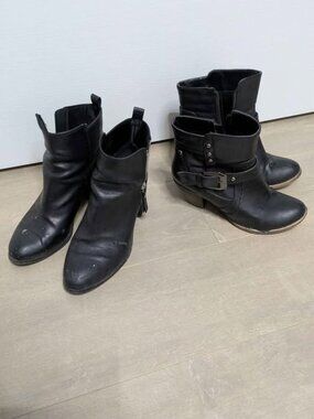 Worn out heeled boots